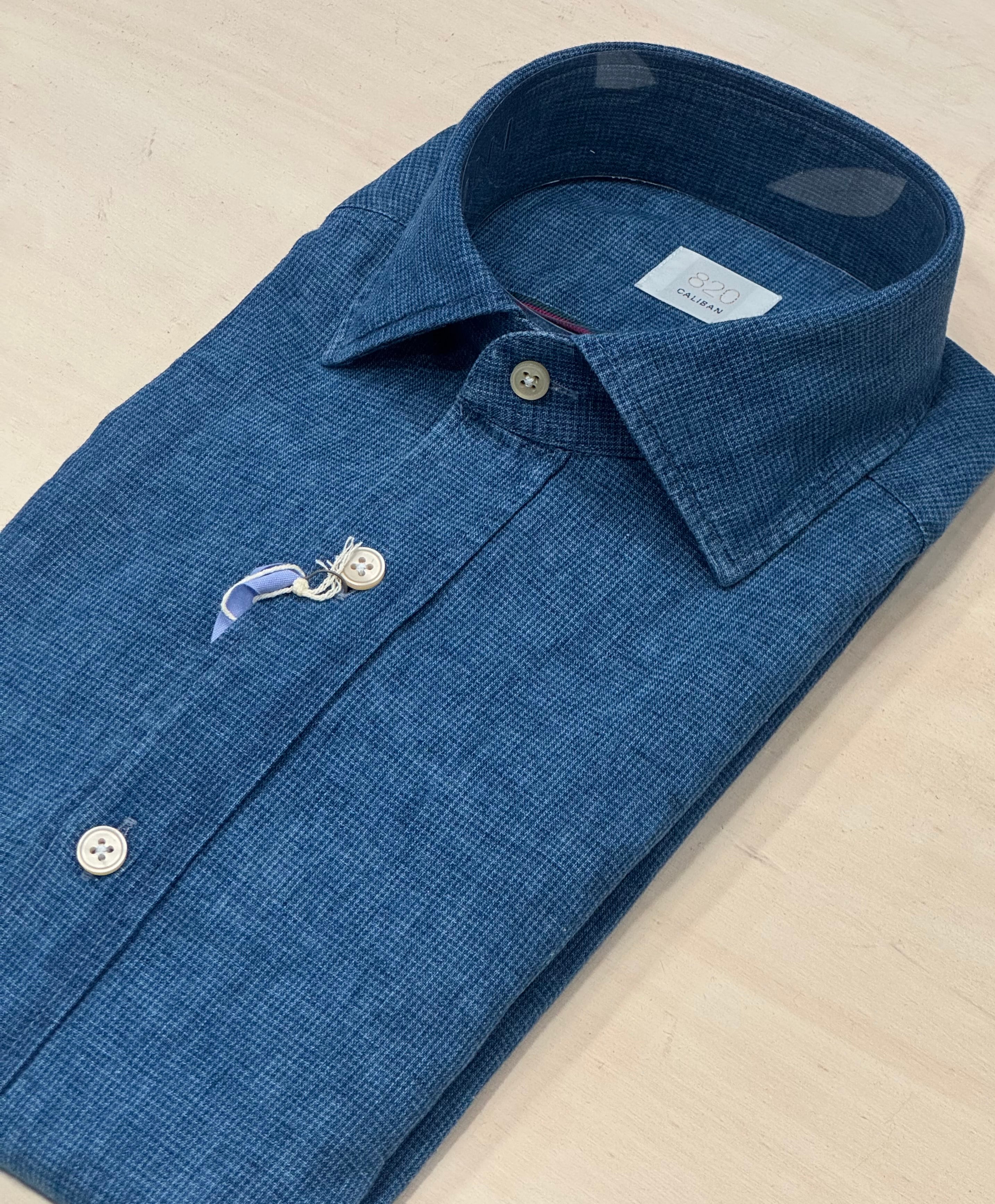 Camicia in denim micro fantasia