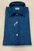 Camicia in denim micro fantasia