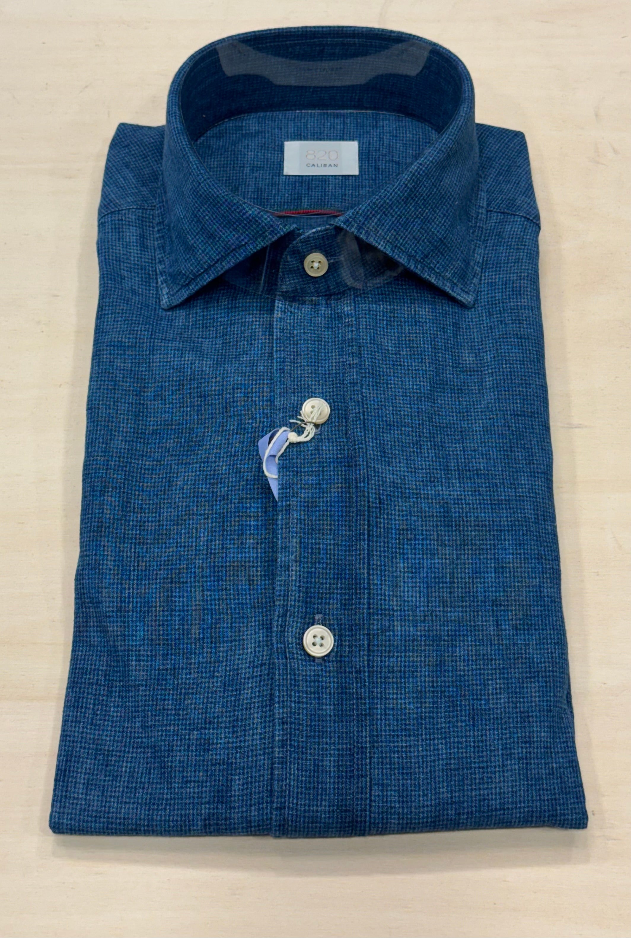 Camicia in denim micro fantasia